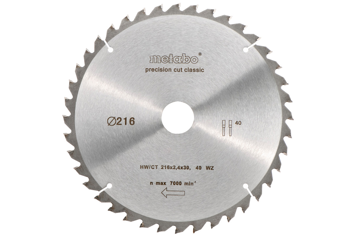 Bild von Metabo Kreissägeblatt Classic Holz 216x30mm 40Z