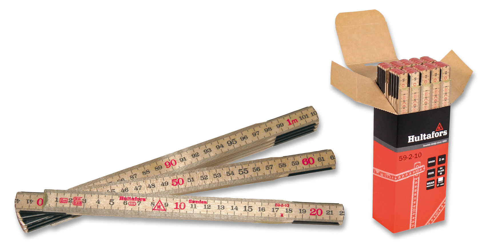 Bild von Hultafors Gliedermeter Holz 2m 10 Stk.