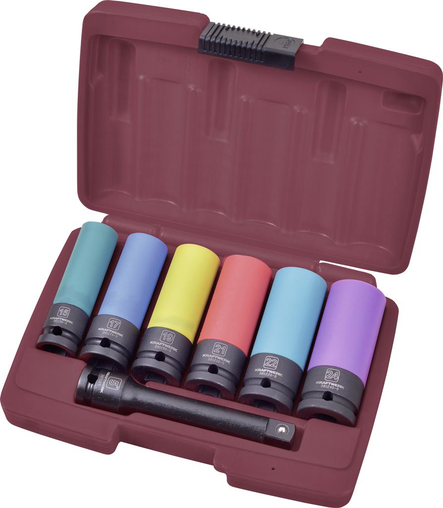 Bild von Kraftwerk 7-t.Alufelgen-Schl.-Steckschl.eins. 1/2\"