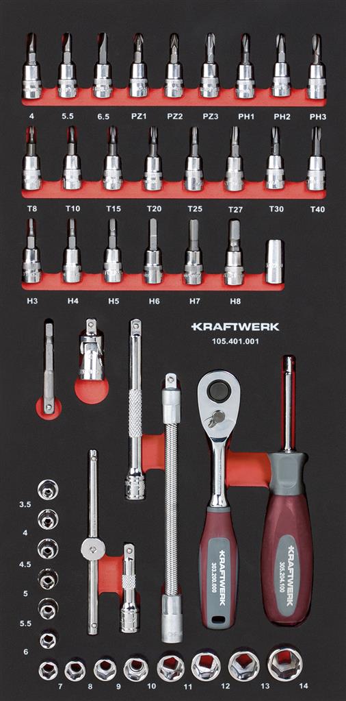 Bild von Kraftwerk Steckschl.satz 1/4\" 46-tlg 20x40 Einlage