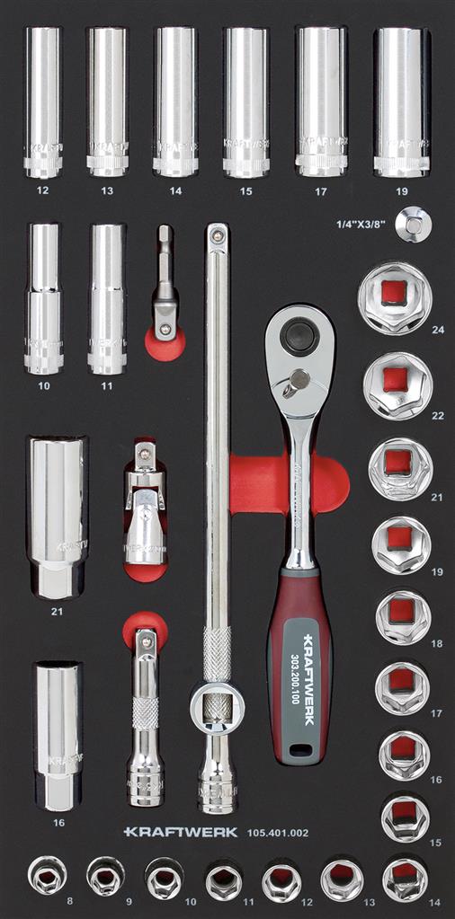 Bild von Kraftwerk Steckschl.satz 3/8\" 32-tlg 20x40 Einlage