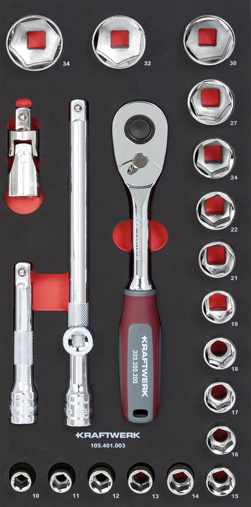 Bild von Kraftwerk Steckschl.satz 1/2\" 22-tlg 20x40 Einlage