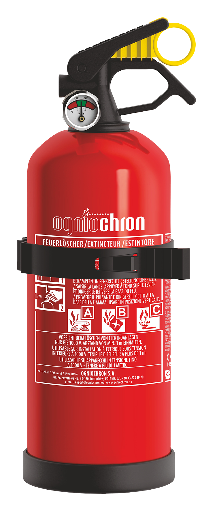 Bild von Pulver-Feuerlöscher 1kg, ABC mit Manometer