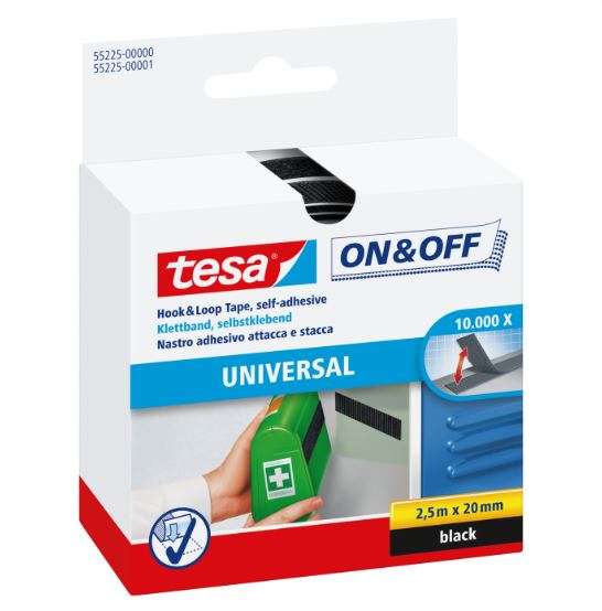 Tesa Klettband On & Off Universal 20 mm x 2.5 m