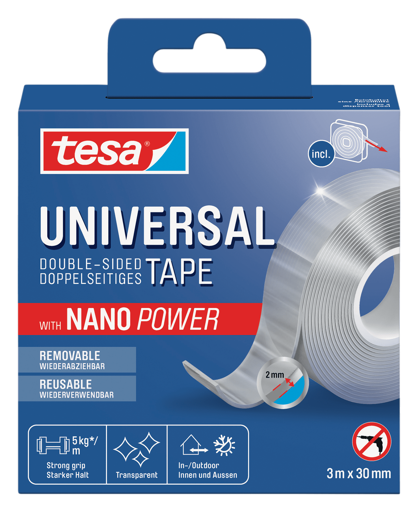 Tesa Klebeband Universal doppelseitig Nano Power 30mm x 3m